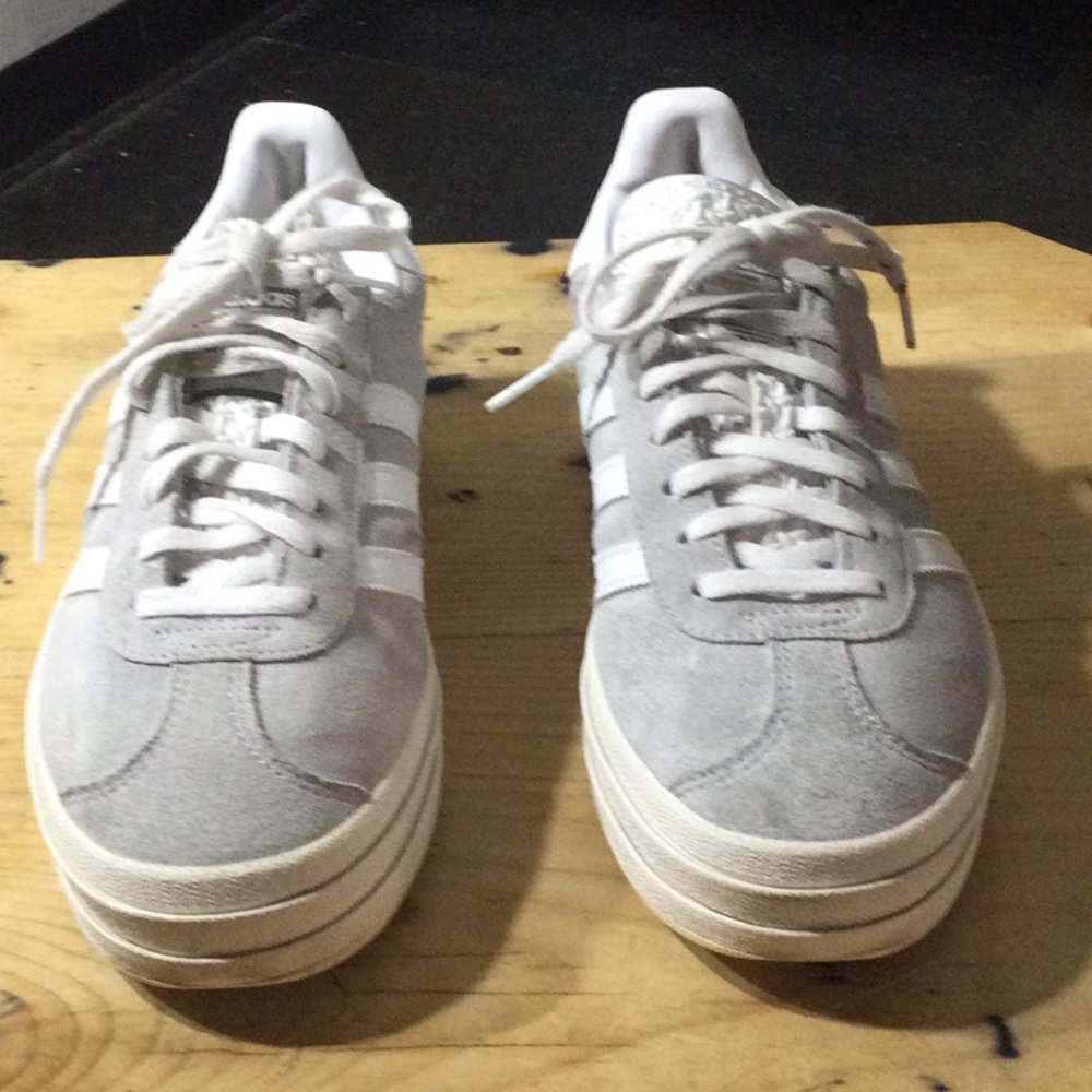 Adidas Light Gray Suede Platform Sneakers